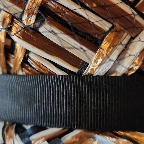 Vintage 60s union made straw hat with mesh overlay black gold EUC - Picture 7 of 7